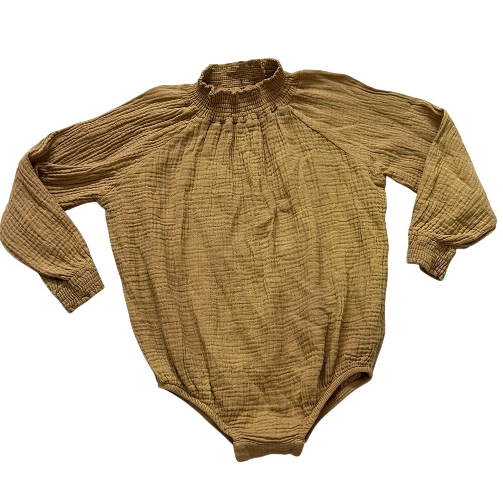 The Simple Folk Mock Neck Long Sleeve Muslin Romper